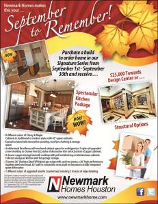 Newmark Homes Houston Septmeber Promotion